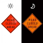 Roll Up Sign & Stand - 48 Inch Road Closed Ahead Roll Up Reflective Traffic Sign